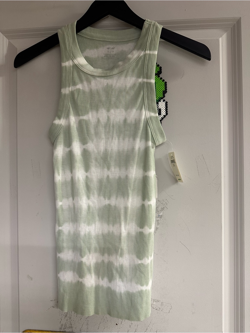 aerie Sage Green & White Tie-Dye Ribbed Tank